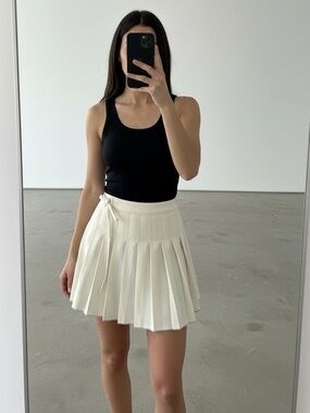 Prada Mini Pleated Tennis Skirt in White, IT 40, Made in Italy